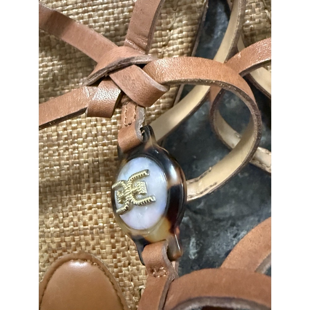 Sam Edelman Gwen Strappy Gladiator Leather Sandal Double Buckle Cognac Sz 8 - Picture 9 of 11